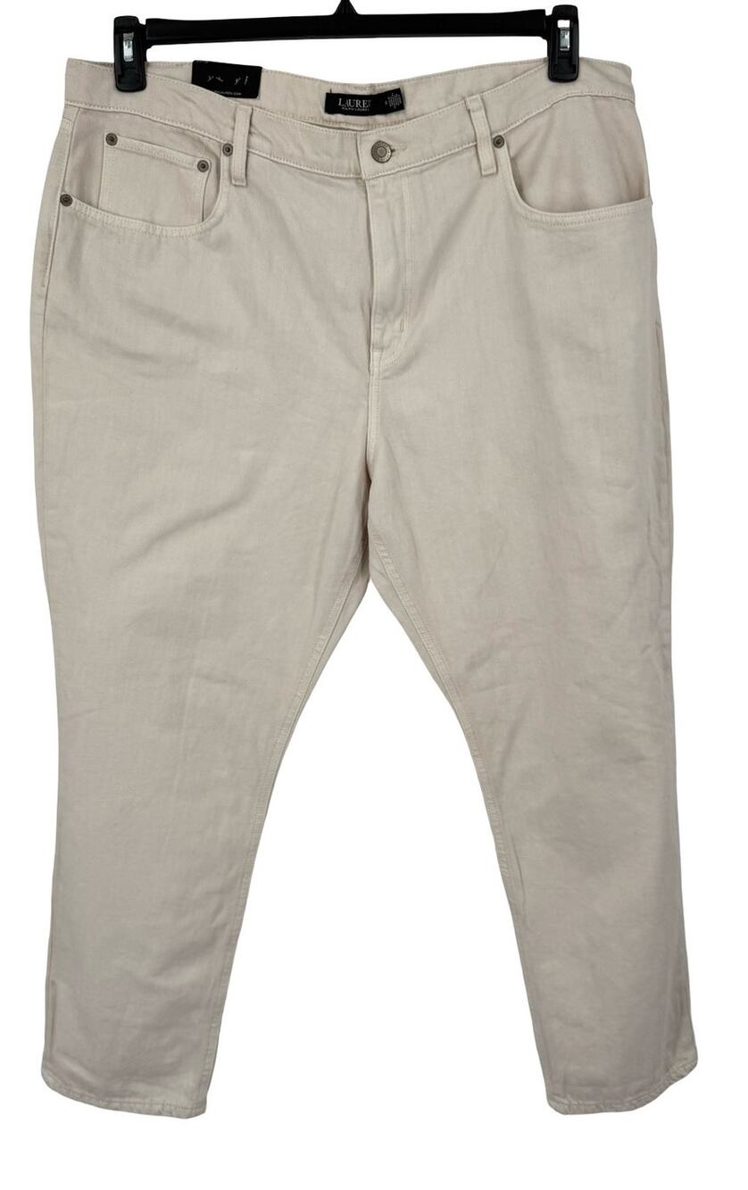 Lauren Ralph Lauren relaxed tapered non stretch jeans beige size 18
